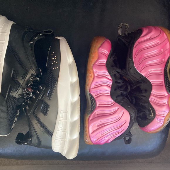Versace Chain Reaction “Blk/Wht” sz 10 & Nike Foamposite One “Pink” sz 9 - Picture 6 of 10